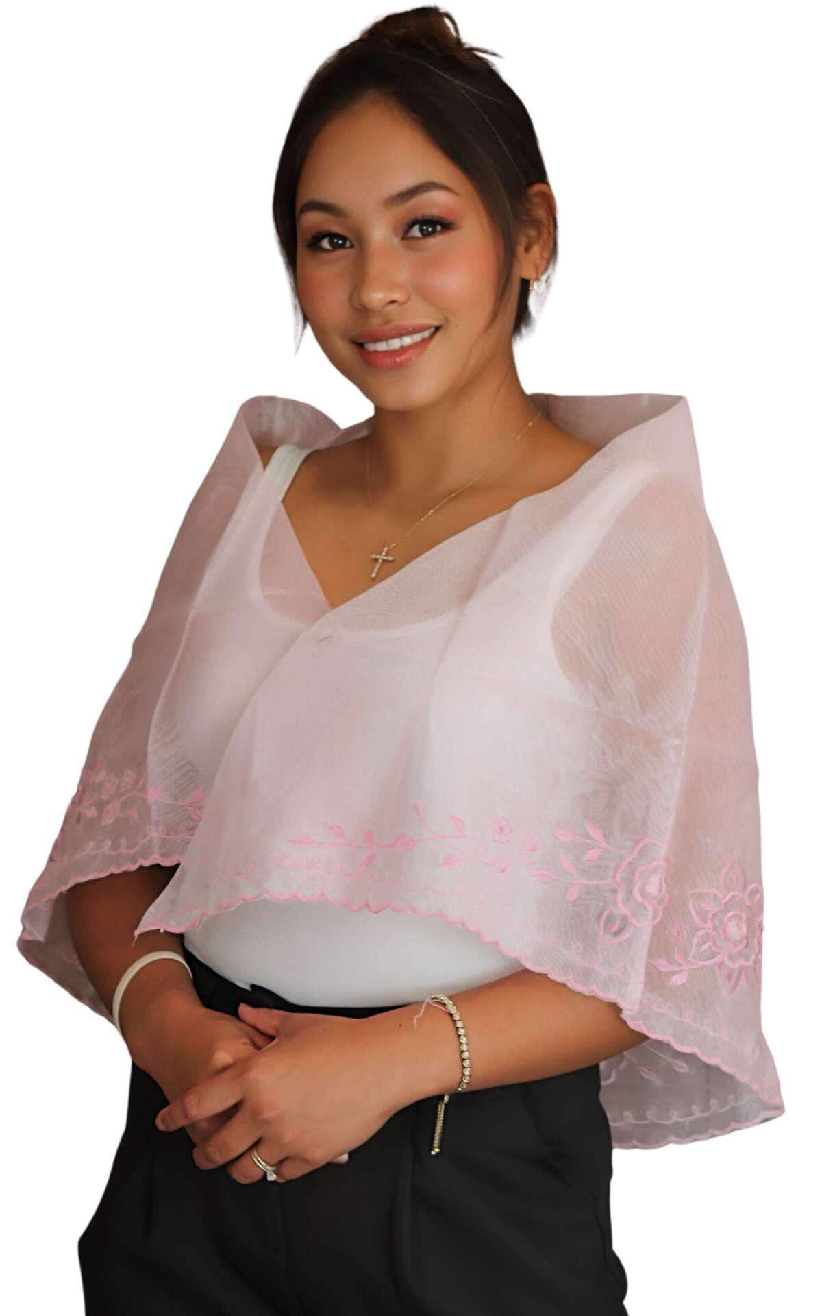 Alampay | Embroidered Organza Shawl for Women