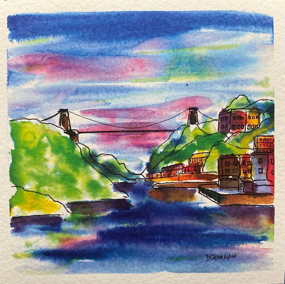 Clifton Suspension Bridge Ink Painting Print Etsy UK