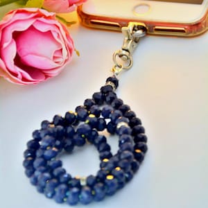Islam Bead Phone Necklace, Umrah Gift to Muslim, Blue Pray 99 Bead Phone Carry, Handmade Long Sibha, Religious Iphone Carrying Accessory
