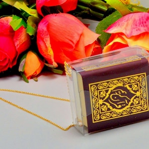 Burgundy Arabic Quran Car Interior Decor, Red Car Gift to Muslim Lady, Extra Small Kuran inside decoration rear transportation mirror hanger