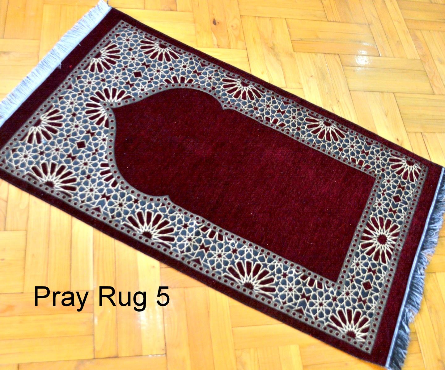 Round Islamic Rug Red Velvet Muslim Prayer Rug, Islamic Embossed Design Eid Home Decor ...