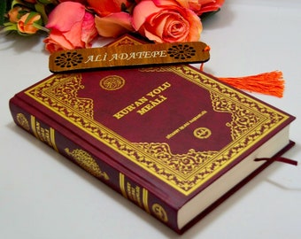 Red Turkish and Arabic translation Quran Book, Wedding Gift For Turkish Couple, Turkish Kuran, Medium size Double Language Quran