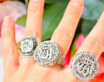 Silver Unisex Allah Ring, Muslim God Name Ring, Islamic Mubarak Ring, Petite Allah Ring, Arab Unisex Ring, Islamic Fashion Holy Ring Jewelry
