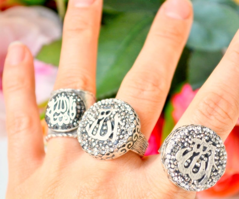 Gold Allah Ring, Allah Name Ring, Muslim Mubarak Ring, Petite Allah Ring, Arab Unisex Ring, Islamic Fashion Ring, Holy Muslim Ring Jewelry Bild 5