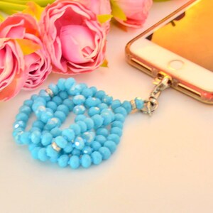 Blue Long Misbah and Phone Holder, Gift to Muslim Friend, Pray Bead Phone Necklace,  Mosque Long Masbaha, Islam phone Carry Accessory