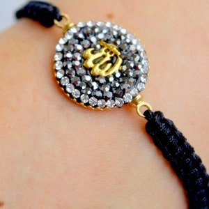 Ayatul QURSI MACRAME BANGLE, Muslim Turquoise Arabic Golden Allah Bracelet, Ayatul Kursi Knot Set
