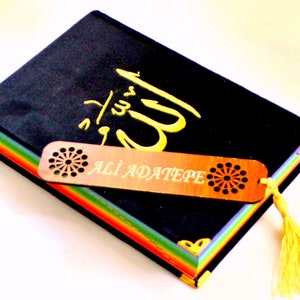 Rainbow Allah Arabic Quran, New Home gift for Muslim Family, Golden Allah Arabic Quran, Islamic Religious Personalized Kuran Book seperator
