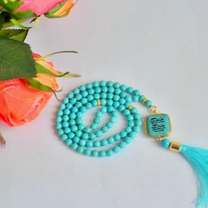 Revert gift to New Muslim, Mubarak Pray Bead TASBEH, There is No God But Allah Necklace, Shahadah Custom Necklace, Kuran Amulet Jewelry Gift