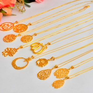 CRESCENT GOLDEN NECKLACE, Muhammad Name Calligraphy Jewelry, Muslim Teenage Graduation Gift, Religious Gold Necklace, Converting Islam Woman