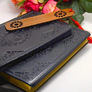 Black Quran Book with Protection Case, Religious Gift to Groom, Faux leather Kuran and protect casing, Muslim pray book Coran Zipper Cover