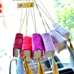 Quran Car Interior Decor, Driving Licensee Gift to Muslim, Red Kuran Automobile Decoration, Pink Rear Mirror Hanger, Islam Auto Accessory