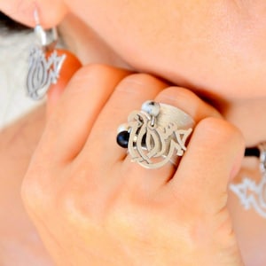 MUSLIM BIRD Silver JEWELRY, Dove Shape Calligraphy, Allah charm Choker, Muslim Teenage Choker, Arabic Letter Bracelet, Allah Name Earrings