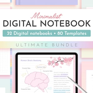 Ultimate Bundle Digital Notebook, Minimalist Cute Kawaii GoodNotes Notes & Planner Template for iPad | For Students, Creatives, and Work