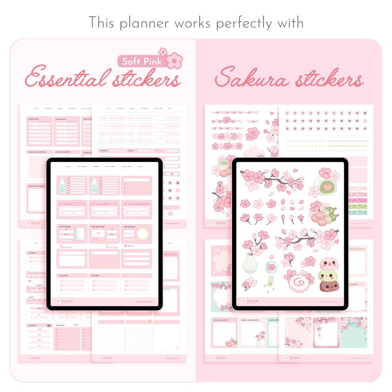 Soft Pink 2026 Digital Planner Minimalist, Cute Kawaii Dated Goodnotes ...