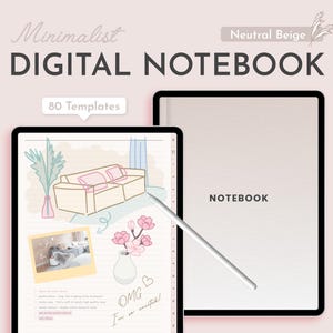 Neutral Beige Digital Notebook, Minimalist Cozy Kawaii GoodNotes Notes & Planner Template for iPad | For Students, Creatives, and Adults