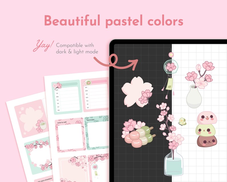Pastel Sakura Digital Stickers, Goodnotes Stickers Cute Kawaii Sticker ...