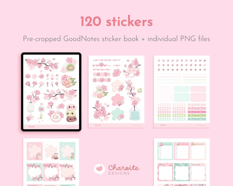 Pastel Sakura Digital Stickers, Goodnotes Stickers Cute Kawaii Sticker ...