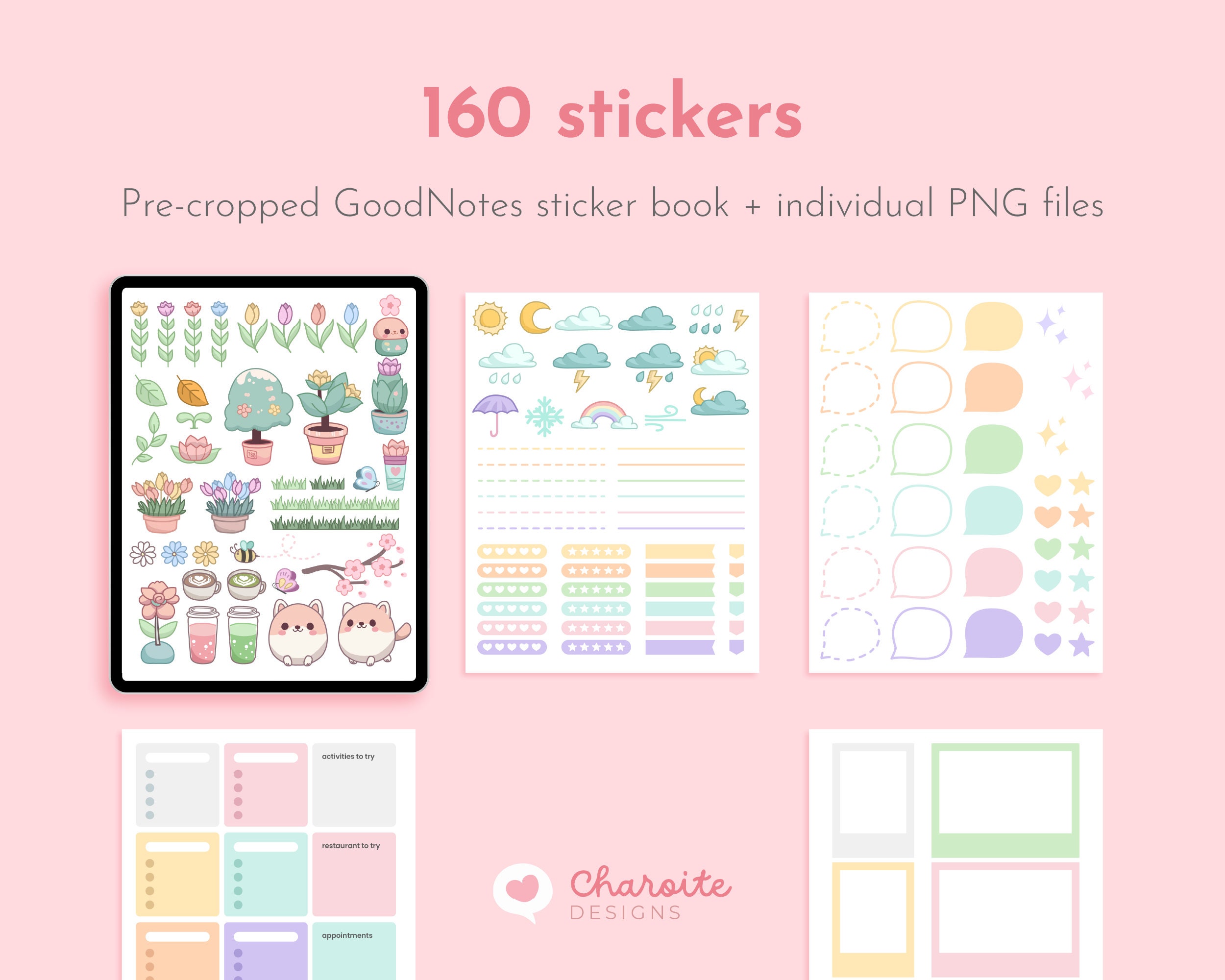 Pastel Spring Digital Stickers, Goodnotes Stickers Cute Kawaii Sticker ...