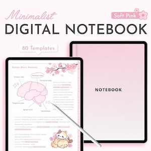 Soft Pink Digital Notebook, Minimalist Cozy Kawaii GoodNotes Notes & Planner Template for iPad | For Students, Creatives, and Working Adults