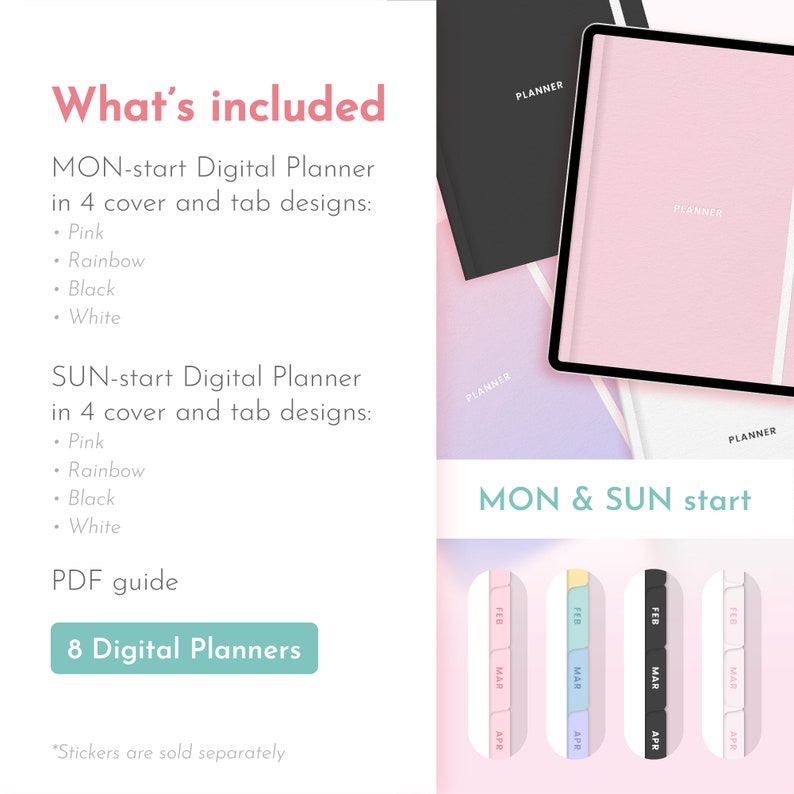 Soft Pink Undated Digital Planner Minimalist, Cute Kawaii Dated GoodNotes Planner Journal Template for iPad | Daily, Weekly & Monthly Planner, Self Care Journal, Sakura, Cherry Blossom, Spring, Reusable every year