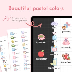 Pastel Everyday Digital Stickers, Goodnotes Stickers Cute Kawaii ...