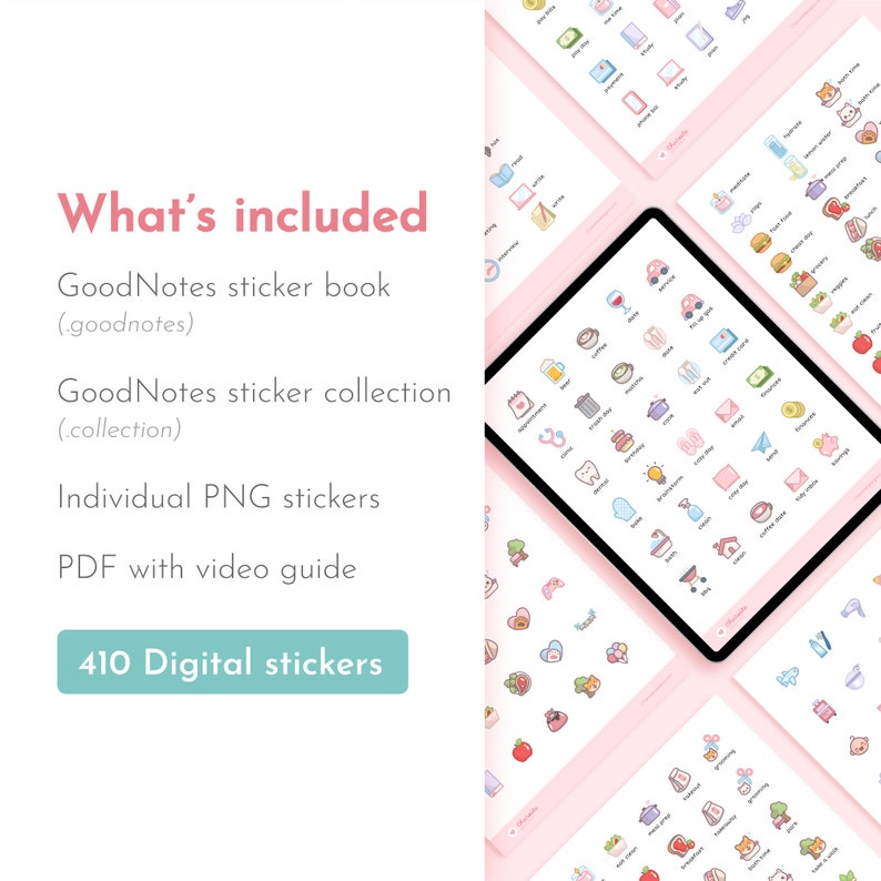 Pastel Everyday Digital Stickers, Goodnotes Stickers Cute Kawaii ...