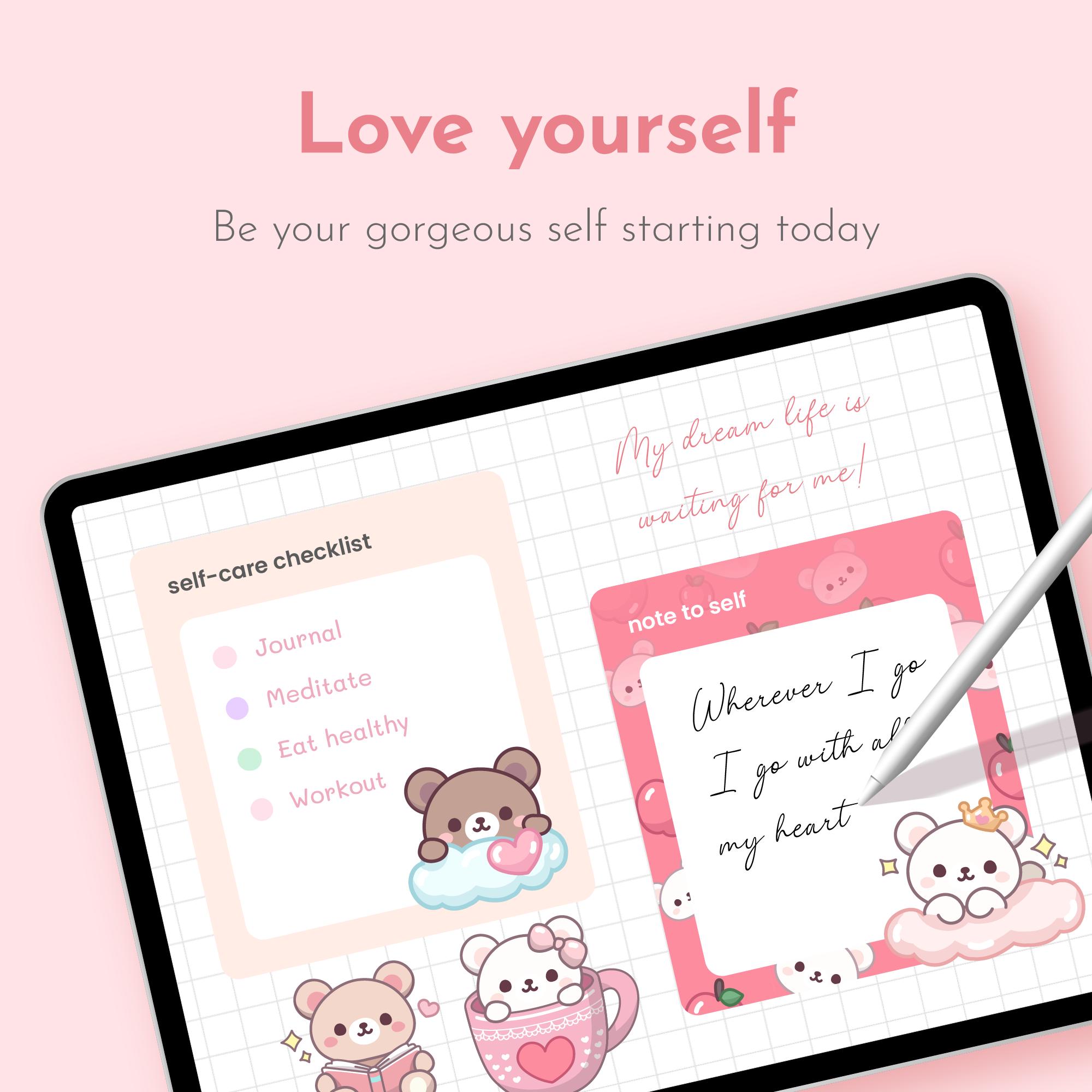 Teddy Bear Digital Stickers, Goodnotes Stickers Cute Kawaii Sticker ...