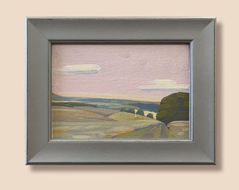 Peinture originale - « Eifel » - peinte à la main - peinture acrylique - 10 x 15 cm - image de paysage - pièce unique - avec cadre