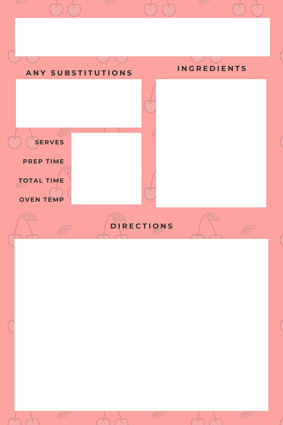 Printable Recipe Card Blank - Etsy