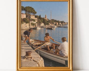 Old Money Coastal Print, Mediterranean Sailing Wall Art, Vintage Summer Lifestyle Decor