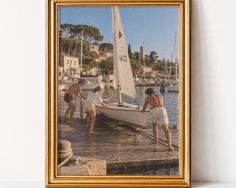 Old Money Sailing Print, Vintage Sailboat Poster, Luxury Coastal Lifestyle Wall Art