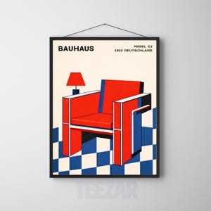 Bauhaus Chair Poster, Mid Century Modern Wall Art, Geometric Abstract Print, Retro Interior Design Poster, Modernist Furniture Art, Minimalist Wall Decor