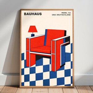Bauhaus Chair Poster, Mid Century Modern Wall Art, Geometric Abstract Print, Retro Interior Design Poster, Modernist Furniture Art, Minimalist Wall Decor