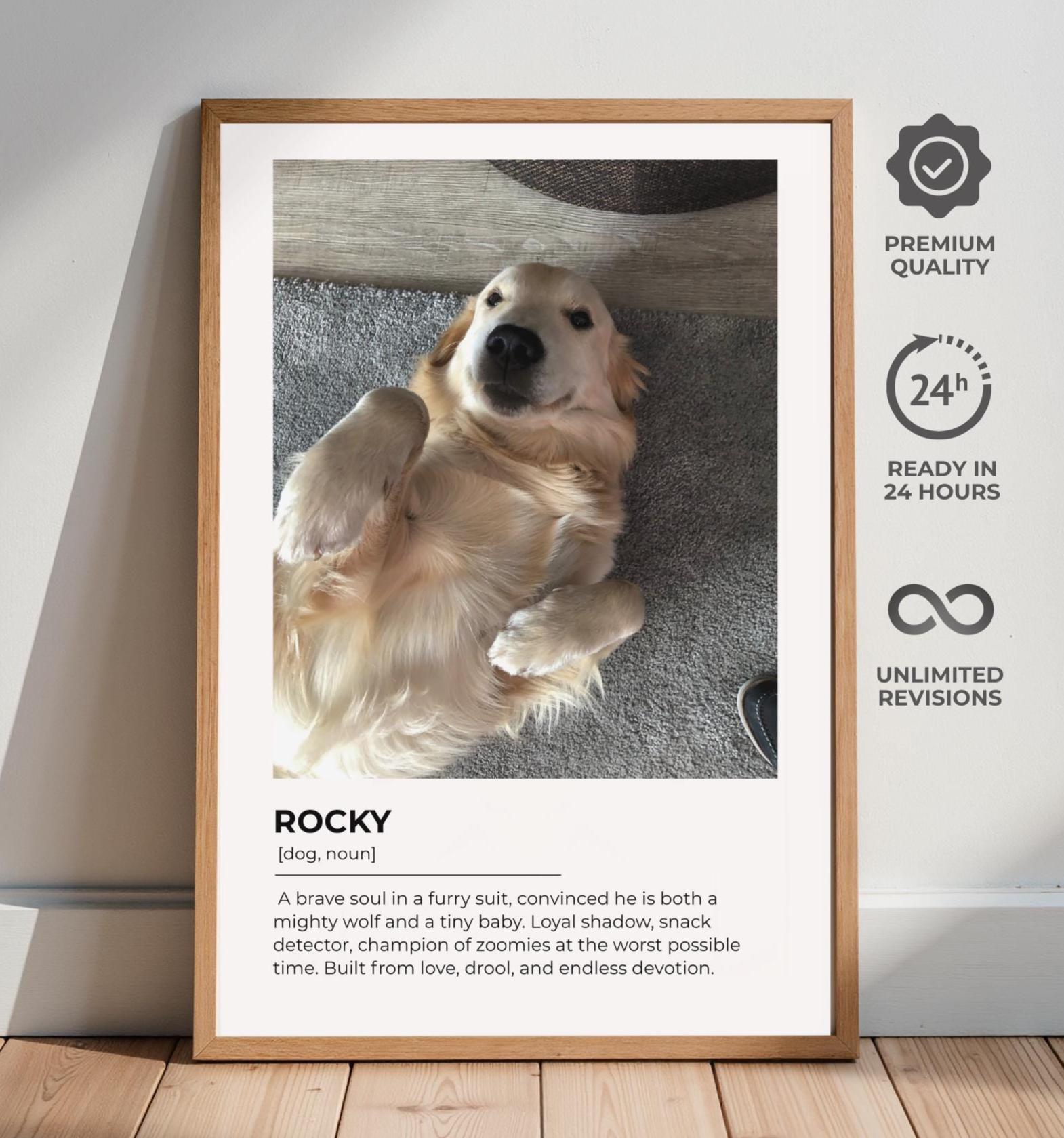 Personalized Dog Definition Print, Custom Pet Photo Portrait