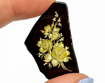 Natural Baltic Amber Mixs Intaglio Cherry Color bottom, Free Shape Slab Flat Bottom Cabochon