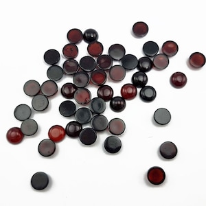 Natural Baltic Amber Cherry Color, Regular Calibrated Round Shape 6 - 8 -10 - 12 mm Flat Bottom Cabochons, Various Sizes.