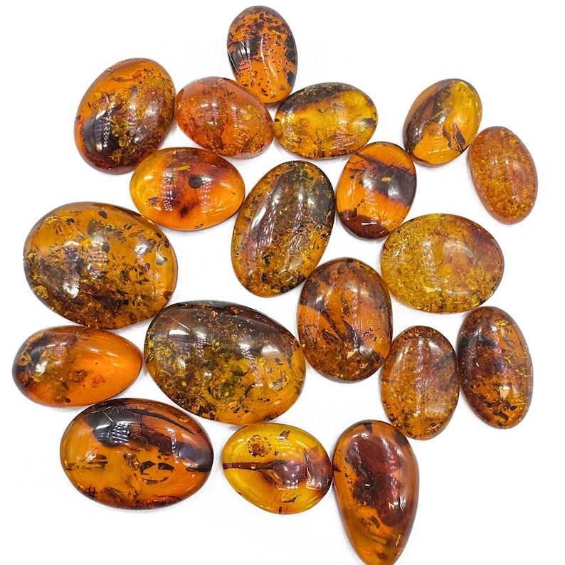 Amber Large Natural Baltic Amber Cognac Color, Free Shape Flat Bottom Cabochons ...