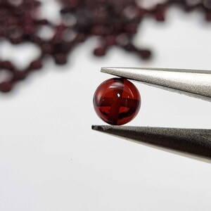 Natural Baltic Amber Cherry Color, Drilled Regular Calibrated Round Shape 6 - 8 mm Flat Bottom Cabochons, Various Sizes. 4PCS