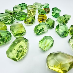 Natural Amber Green Color, Faceted Cut Shape Stones, Various Sizes.