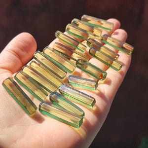 Natural Amber Green Color, Rectangular Shape Cabochons, Various Sizes.