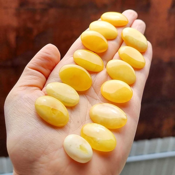 Natural Baltic Amber Milky Color, Free Shape Flat Bottom Cabochons, Various sizes.