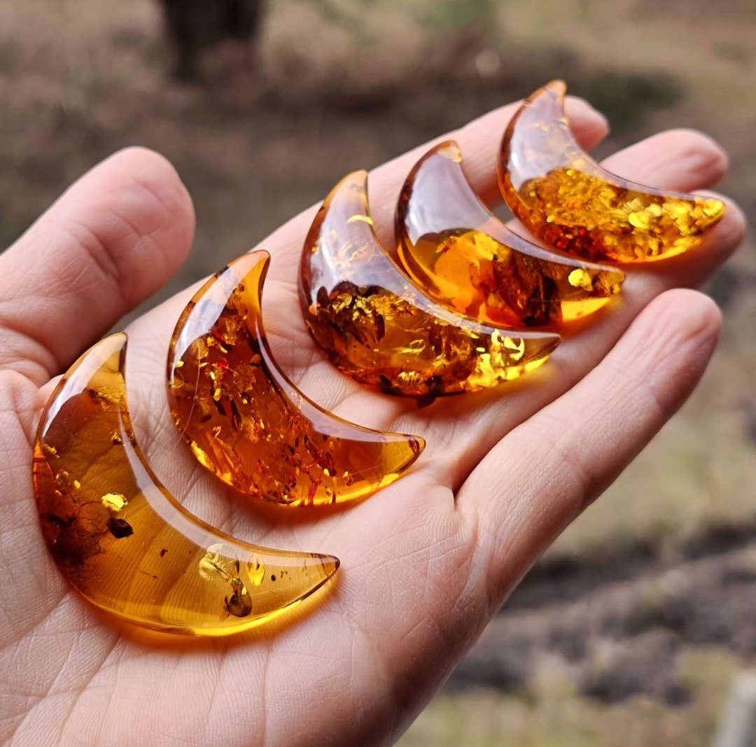 Natural Baltic Amber Cognac Color, Free Moon Shape Flat Bottom ...