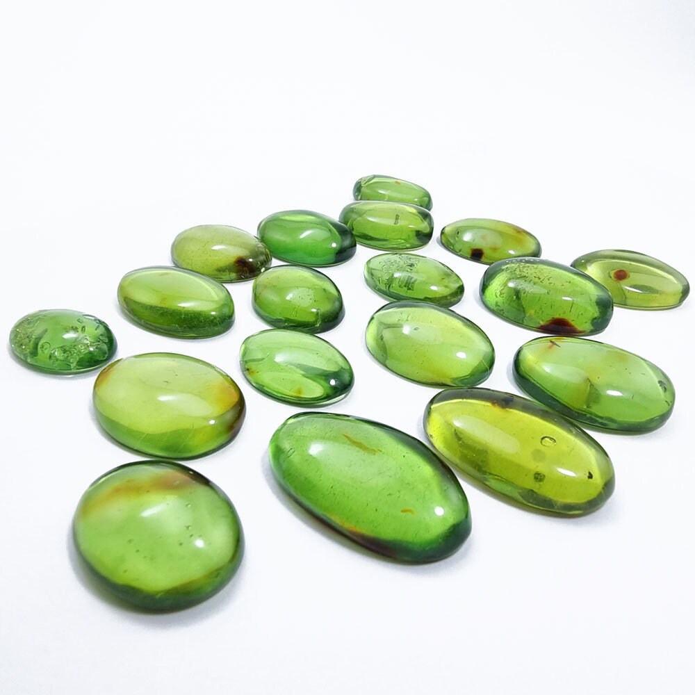 Natural Amber Green Color Free Shape Flat Bottom Cabochons - Etsy
