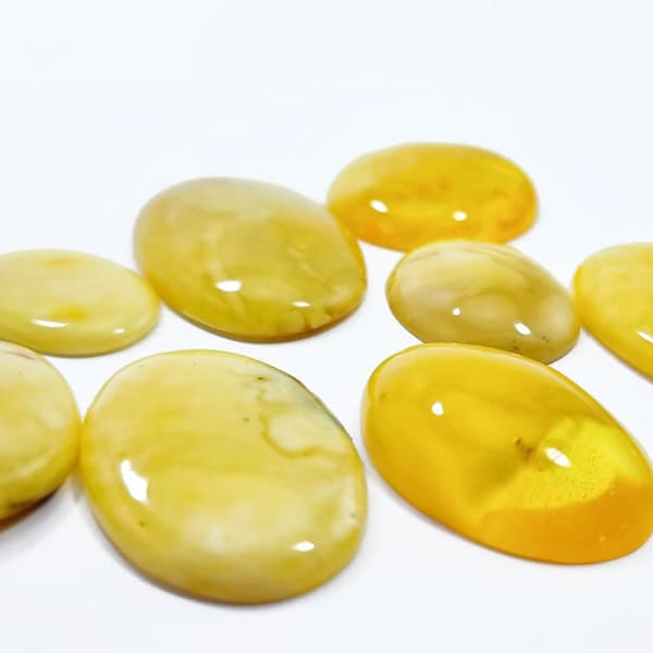 Natural Baltic Amber Milky Color, Free Shape Flat Bottom Cabochons, Various sizes.
