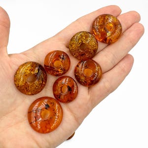 Natural Baltic Amber Cognac Color, Round Free Shape Flat Bottom Cabochons, Various sizes.