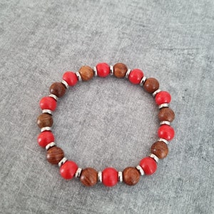 Isha men&#39;s wooden and steel beaded bracelet