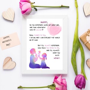 Presente perfeito para o dia das mães | Carta de amor de seu filho para a mãe | doce e adorável pôster | Download digital |