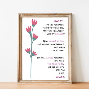 Regalo perfecto para el día de la madre | Carta de amor de su hijo para mamá | Póster dulce y adorable | Descarga digital |