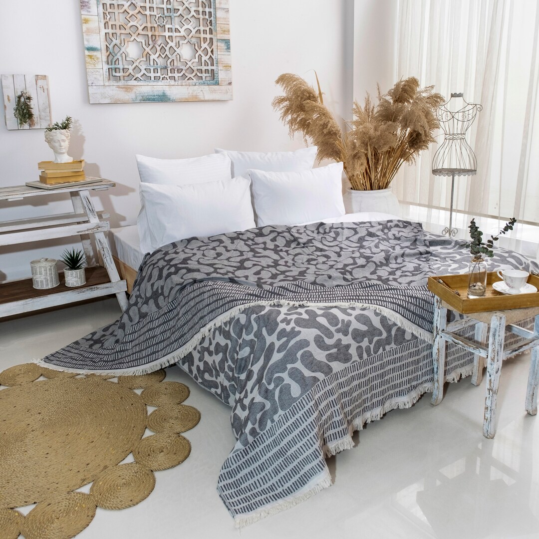 Luxury Cotton Blankets for King Size Bed Allseason Cozy 100 Cotton