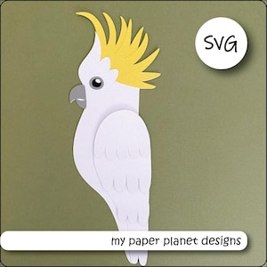 Cacatoès SVG, fichiers de découpe numérique en couches bricolage pour créations en papier, papier cartonné.